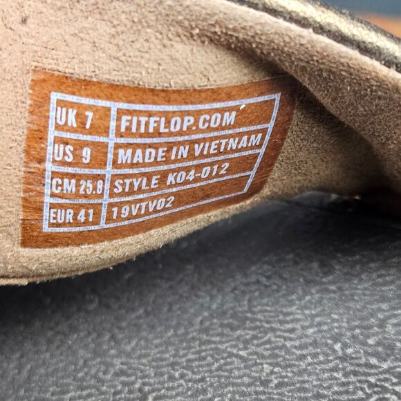 FitFlop Lulu Sandals Women's 9 Bronze Leather Comfort Cross Strap Slide Wedge - Picture 12 of 14